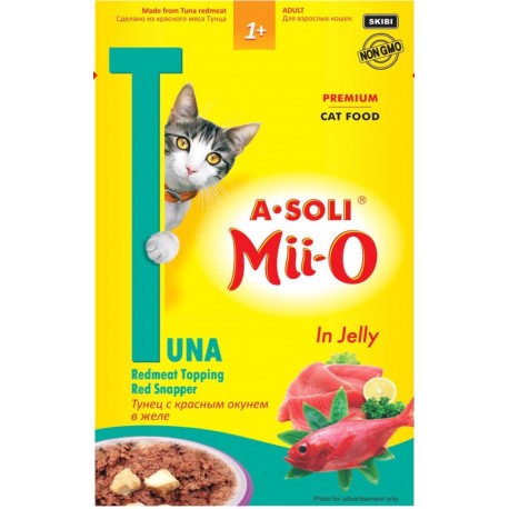 A-Soli Mii-o д/кошек Красное мясо тунца с красным окунем в желе 80гр пауч