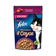 Влажный корм Felix Sensations для кошек, утка/морковь в соусе, пауч, 75 г
