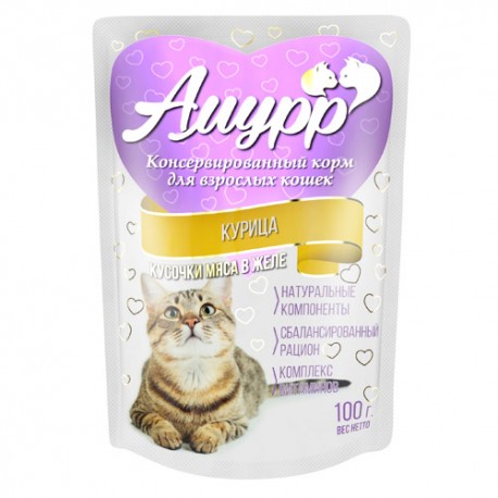 Амурр 100гр желе Курица д/кошек 1/24