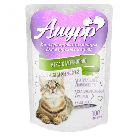 Амурр 100гр желе Утка с морковью д/кошек 1/24