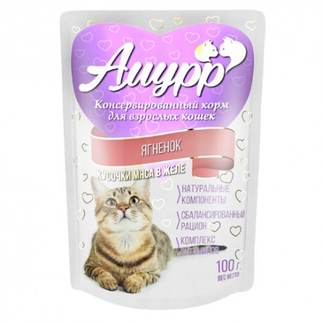 Амурр 100гр желе Ягненок д/кошек 1/24
