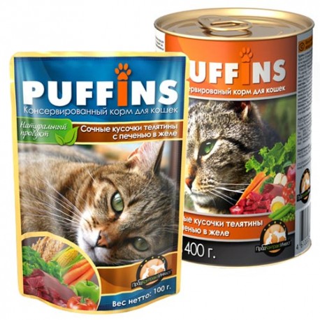 Puffins picnic 85гр желе Телятина с печенью д/кошек 1/26