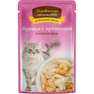 Курица с креветкой в нежном желе пауч 70гр Деревенские лакомства (74500622)