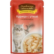 Курица с уткой в нежном желе пауч 70гр Деревенские лакомства (74500646)