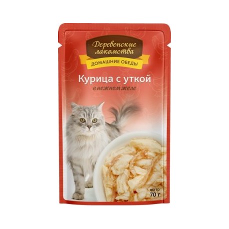 Курица с уткой в нежном желе пауч 70гр Деревенские лакомства (74500646)