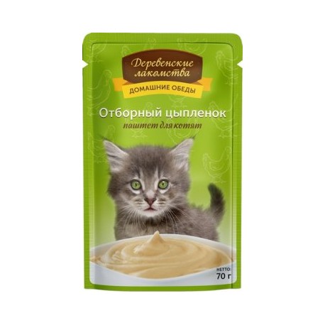 д/котят Отборный цыпленок паштет пауч 70гр Деревенские лакомства (74500653)