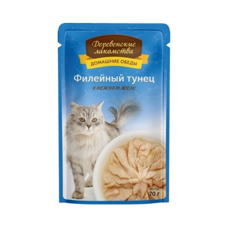 Филейный тунец в нежном желе пауч 70гр Деревенские лакомства (74500578)