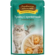 Тунец с креветкой в нежном желе пауч 70гр Деревенские лакомства (74500585)