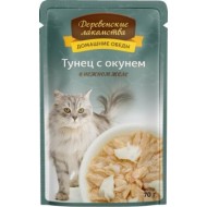 Тунец с окунем в нежном желе пауч 70гр Деревенские лакомства (74500608)