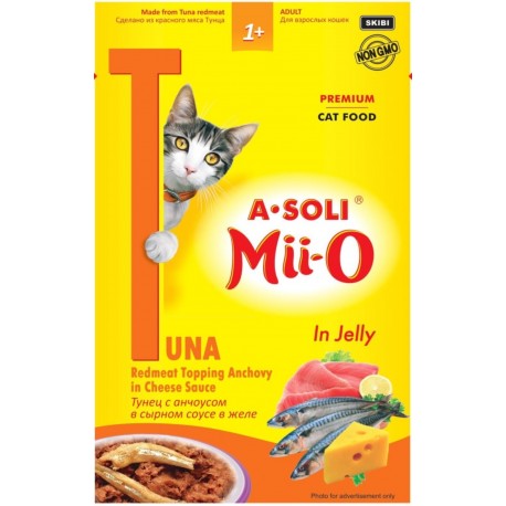 A-Soli Mii-o д/кошек Красное мясо тунца с анчоусом в сырном соусе в желе 80гр пауч