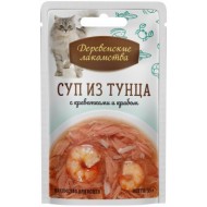 конс. Суп из тунца с креветками и крабом пауч 35гр Деревенские лакомства (арт 74501186)
