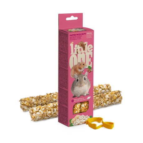 Little One Палочки для хомяков, крыс, мышей и песчанок с воздушным рисом и орехами 2*55гр