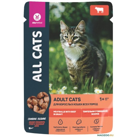 All Cats д/к тефтельки с говядиной соусе пауч 85гр 1/28