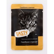 Тasty д/кошек 85г с говядиной и КУРИЦЕЙ в желе, пауч 1/28