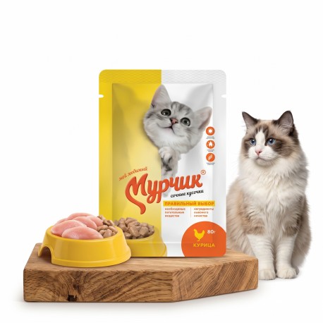 Мурчик д/кошек с курицей в соусе 85гр пауч