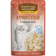 Курица с уткой в нежном желе пауч 70гр Деревенские лакомства (74500646)