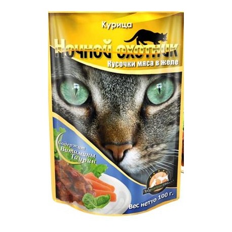 Ночной охотник 100гр. ЖЕЛЕ д/кошек курица