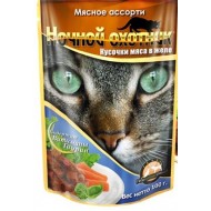 Ночной охотник 100гр. ЖЕЛЕ д/кошек мясное ассорти 1/24